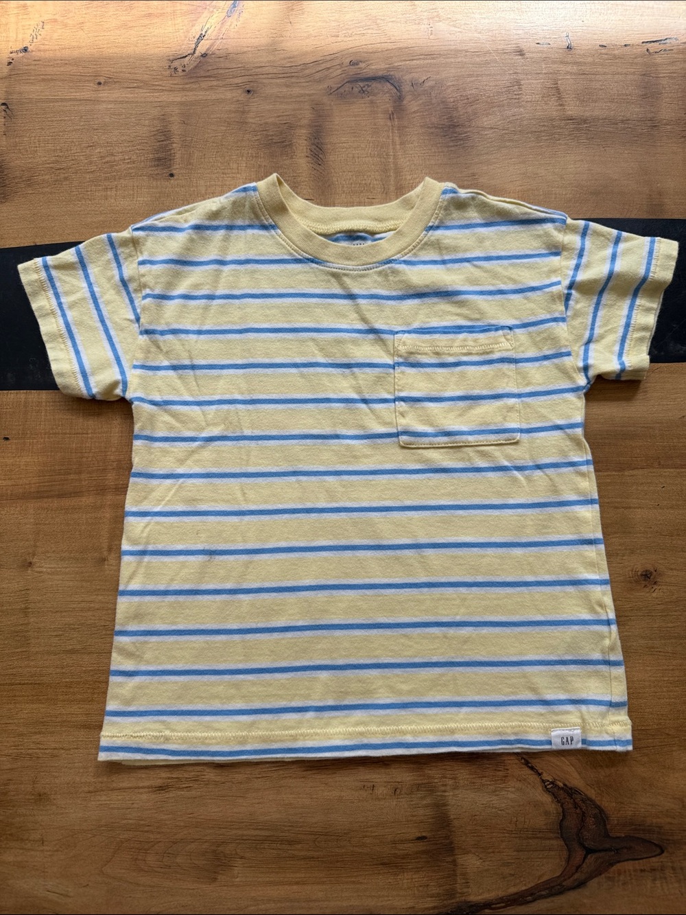 GAP Kids Yellow and Light Blue Striped Pocket Tee